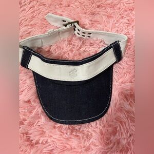 Rocawear Denim Visor Hat White Leather Strap Adjustable Y2K Rocawear Headwear